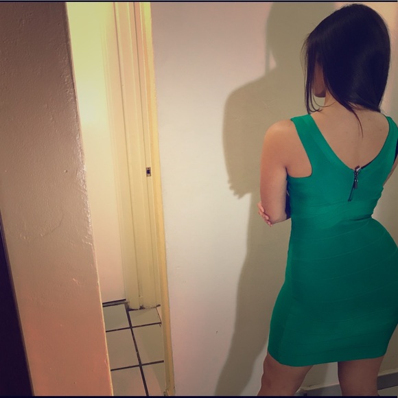 green skin tight dress